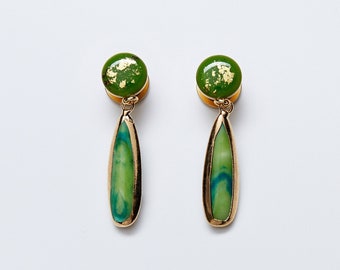 Élégantes boucles d'oreilles pendantes vert jade/8 g, 6 g, 4 g, 2 g, 0 g, 00 g, 7/16,1/2, 9/16, 5/8, 11/16, 3/4, 1 pouce