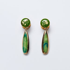 Elegant Jade Green Dangle Plugs /8g ,6g ,4g ,2g ,0g ,00g ,7/16,1/2, 9/16 , 5/8 ,11/16 ,3/4 ,1 inch Earrings Gauges image 1