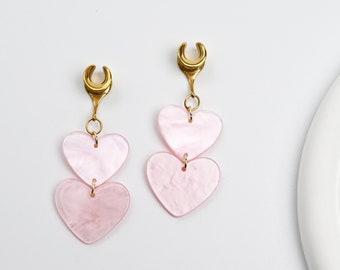 Pink Heart Ear Saddle for Stretched Ears (2g-30mm)