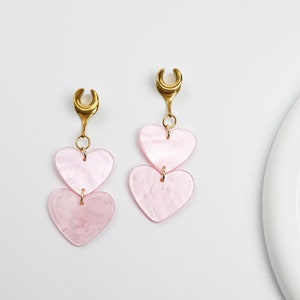 Pink Heart Ear Saddle for Stretched Ears (2g-30mm)