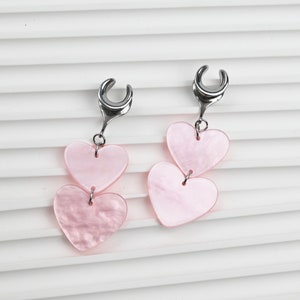 Pink Heart Ear Saddle for Stretched Ears (2g-30mm)