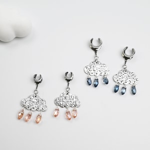 Cloud Ear Saddle with Crystal Dangle for a Dreamy Look,Available from size 2g(6mm)-1 3/16 (30mm)