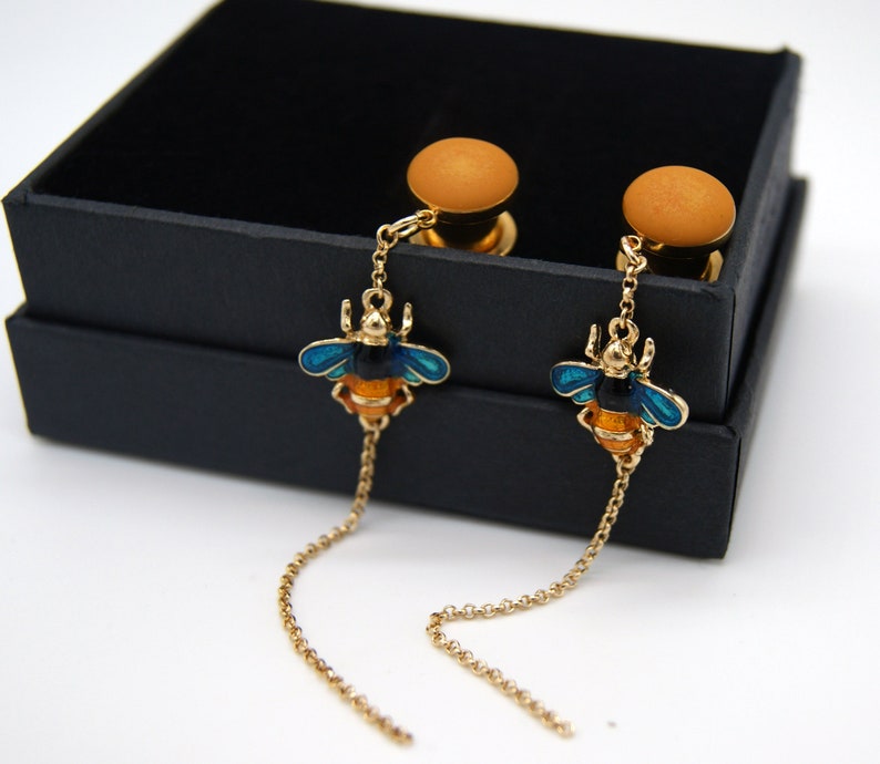 Cute Honeybee Dangle Plugs /8g ,6g ,4g ,2g ,0g ,00g ,1/2, 9/16 , 5/8 ,11/16 ,3/4 ,1 inch Earrings Gauges image 1