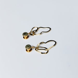 Moss Green Top with Crushed Gold Paper Dangle Plugs /8g ,6g ,4g ,2g ,0g ,00g ,7/16, 1/2, 9/16 , 5/8 ,11/16 ,3/4 ,1 inch Earrings Gauges image 3