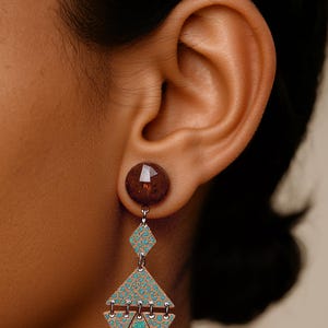 Earth Tone Geometric Gauges – Patina Triangle Drop Plugs