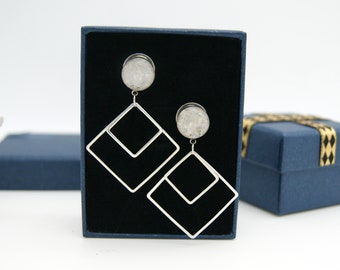 Iridescent Square Dangle Plugs Spark Gauges/8g ,6g ,4g ,2g ,0g ,00g ,1/2, 9/16 , 5/8 ,11/16 ,3/4 ,1 inch