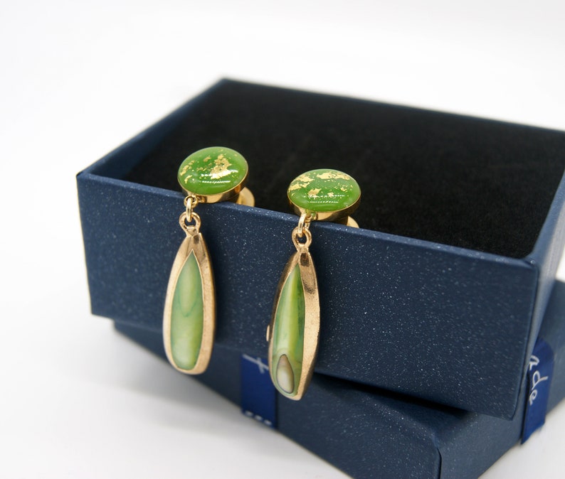 Elegant Jade Green Dangle Plugs /8g ,6g ,4g ,2g ,0g ,00g ,7/16,1/2, 9/16 , 5/8 ,11/16 ,3/4 ,1 inch Earrings Gauges image 8