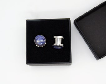 Starry Night Tardis Picture Ear Gauges with Screw on Size 8g up to Size 1 inch