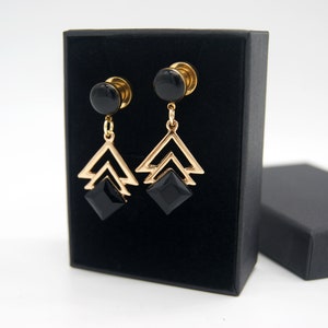 Elegant Geometric Dangle Plugs /8g ,6g ,4g ,2g ,0g ,00g ,1/2, 9/16 , 5/8 ,11/16 ,3/4 ,1 inch Earrings Gauges