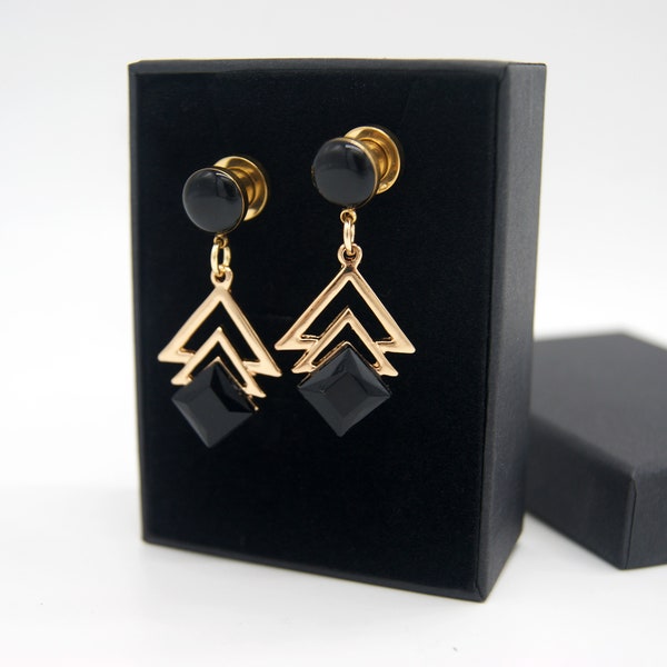 Pendentifs géométriques élégants / 8 g, 6 g, 4 g, 2 g, 0 g, 00 g, 1/2, 9/16, 5/8, 11/16, 3/4, 1 pouce Boucles d'oreilles Jauges