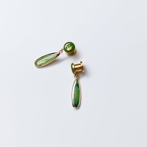 Elegant Jade Green Dangle Plugs /8g ,6g ,4g ,2g ,0g ,00g ,7/16,1/2, 9/16 , 5/8 ,11/16 ,3/4 ,1 inch Earrings Gauges imagem 5