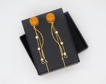 Cute Pearl Dangle Plugs /8g ,6g ,4g ,2g ,0g ,00g ,1/2, 9/16 , 5/8 ,11/16 ,3/4 ,1 inch Earrings Gauges