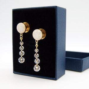 Crushed Shell Zirkonit Hochzeit Plugs / 8g ,6g ,4g ,2g ,0g ,00g ,1/2 , 9/16 , 5/8 ,11/16 ,3/4 ,1 Zoll Diamant Plugs
