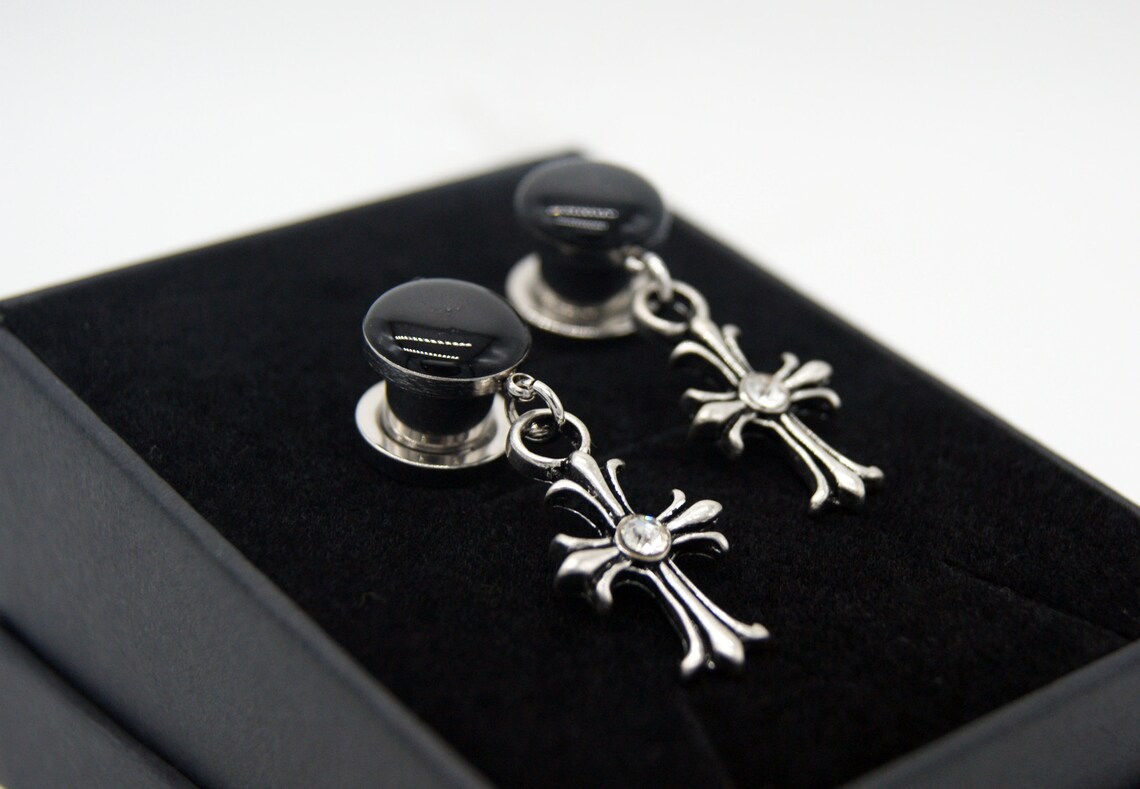 Cross Plugs Crushed Glass Ear Gauges 8g6g 4g 2g 0g 00g Etsy