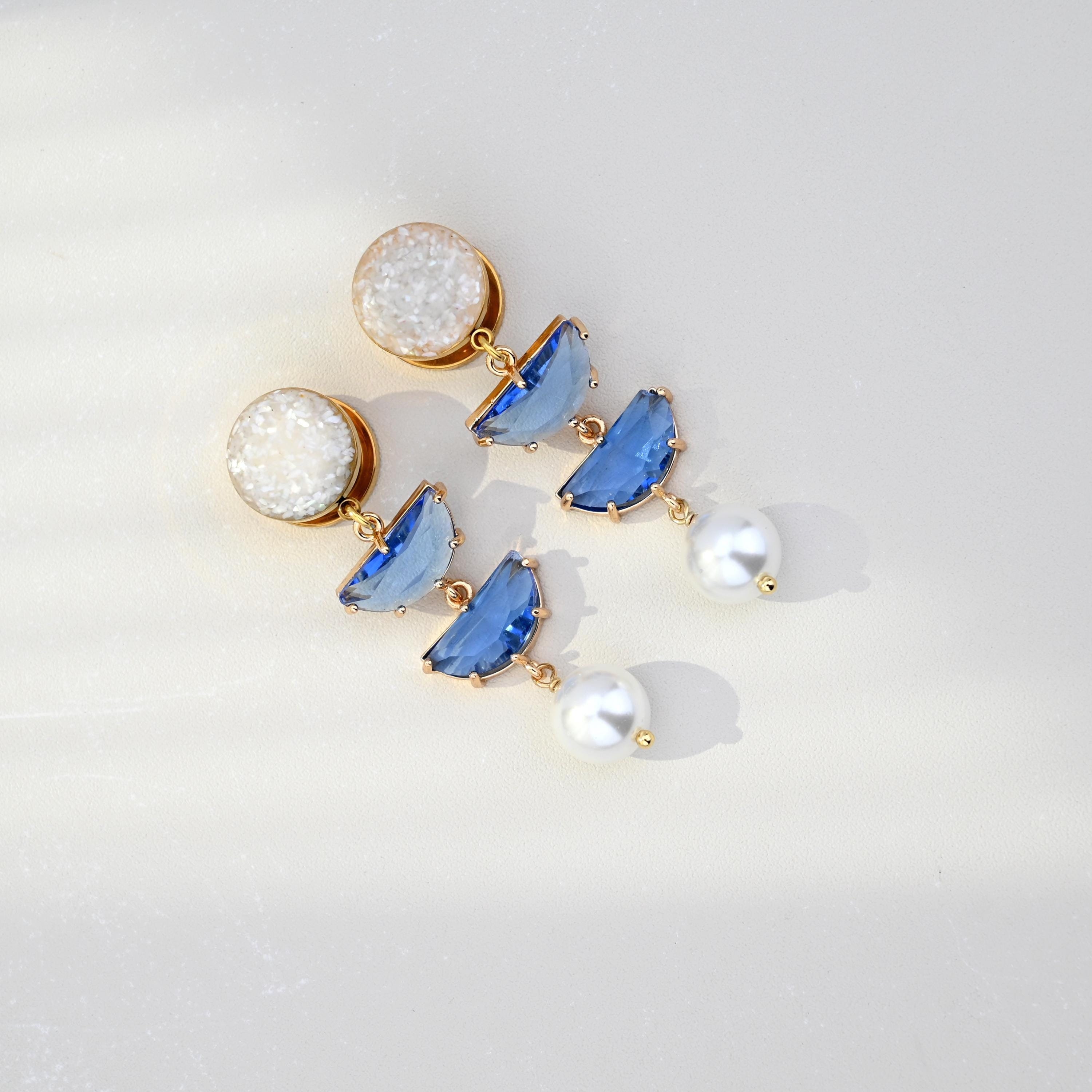 Elegant Blue Crystal & Pearl Ear Gauges, Ear Plugs for Wedding,Prom…