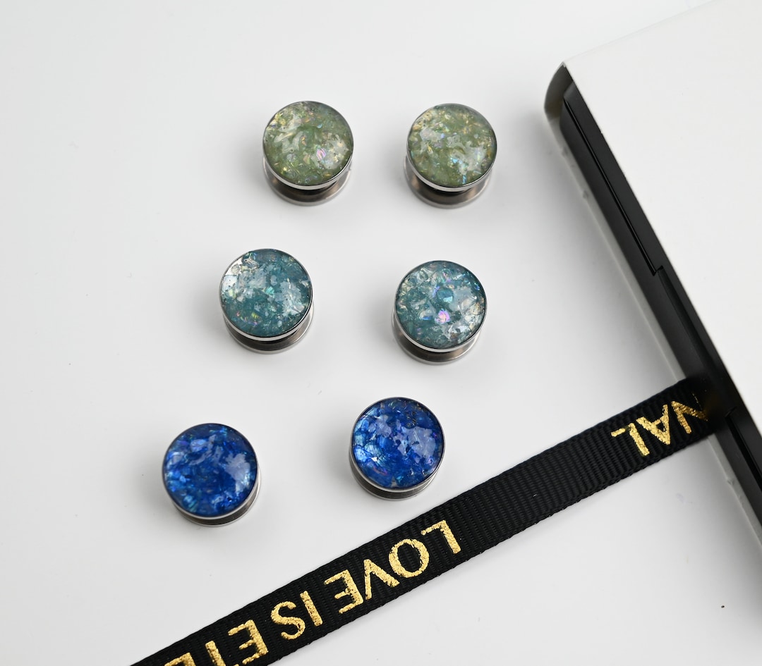 Colorful Crushed Glass Ear Gauges Unique and Vibrant Gauges for