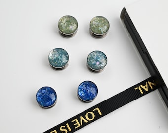Colorful Crushed Glass Ear Gauges - Unique and Vibrant Gauges for Stretched Ears-Size from 8g up to 1 inch Earring Plugs