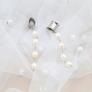 Versatile Water drop Ear Plugs with Freshwater Pearl Dangle ,Sizes Available from 0g- 30mm, Wedding Ear Plugs ,Ear Gauges for Prom