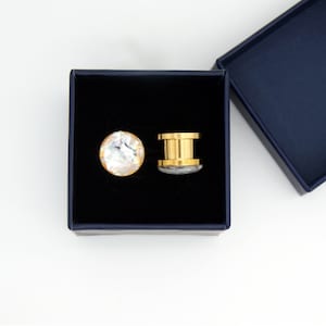 Gold Crushed Shell Ohr Gauges, Rose Gold Plugs Tunnel, Größe erhältlich in den Größen 8g bis 1 Zoll
