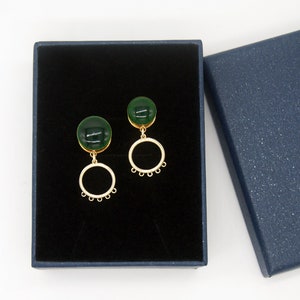 Minimal Emerald Green Dangle Plugs /8g ,6g ,4g ,2g ,0g ,00g ,1/2, 9/16 , 5/8 ,11/16 ,3/4 ,1 inch Earrings Gauges