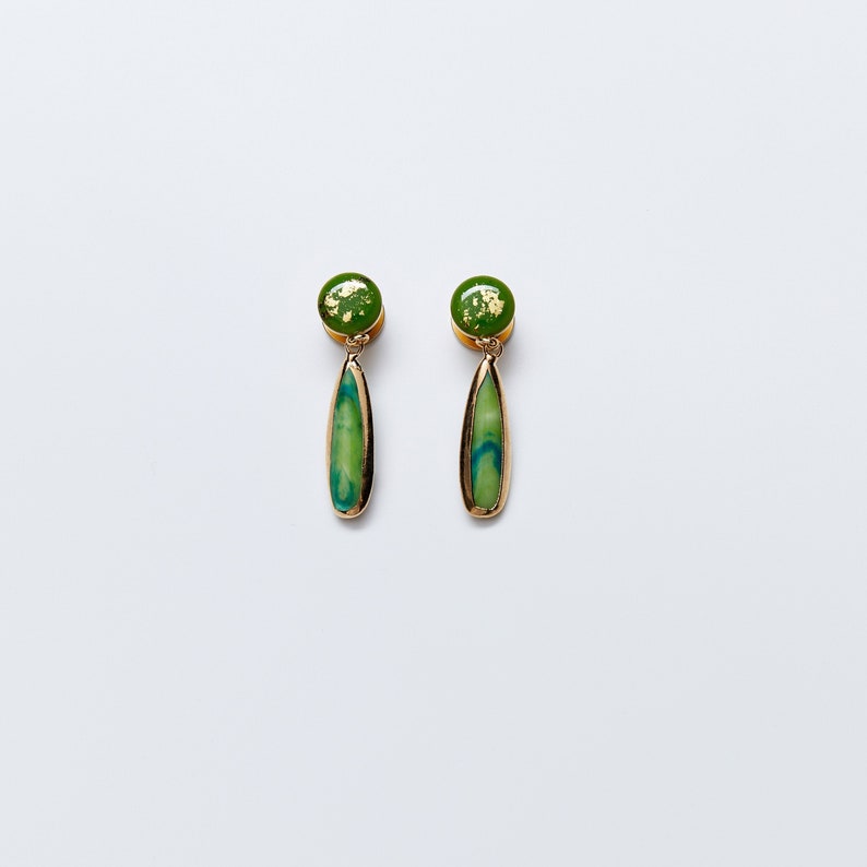 Elegant Jade Green Dangle Plugs /8g ,6g ,4g ,2g ,0g ,00g ,7/16,1/2, 9/16 , 5/8 ,11/16 ,3/4 ,1 inch Earrings Gauges image 1