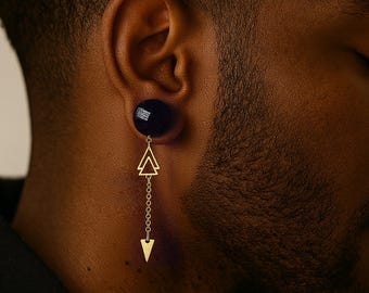 Triangle Geometric Dangle Plugs /8g ,6g ,4g ,2g ,0g ,00g ,7/16,1/2, 9/16 , 5/8 ,11/16 ,3/4 ,1 inch Earrings Gauges