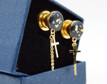 Cross Plugs Gauges / 16g, 8g, 6g, 4g, 2g, 0g, 00g, 7/16, 1/2, 9/16, 5/8, 11/16, 3/4 in / Dangle Gauges /Men Plugs