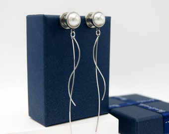 Pearl Infinite Twist Dangle Plugs Gauges,8g,6g,4g,5g,2g,0g,00g,1/2", 9/16" , 5/8" ,11/16“ ,3/4” ,1 inch Infinite Gauges