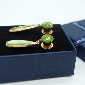 Elegant Jade Green Dangle Plugs /8g ,6g ,4g ,2g ,0g ,00g ,7/16,1/2, 9/16 , 5/8 ,11/16 ,3/4 ,1 inch Earrings Gauges imagem 9