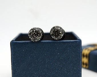 Black Crystal Ear Gauges in 8g,6g ,5g ,4g ,2g , 0g ,00g ,1/2, 9/16 , 5/8 ,11/16 ,3/4 ,1 inch Men Ear Tunnels