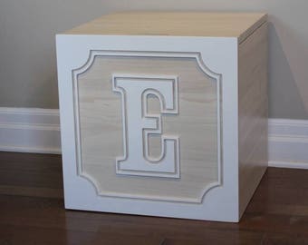 Personalized Solid Wood Toy Box – Inspired by Children's Vintage Letter Toy Blocks