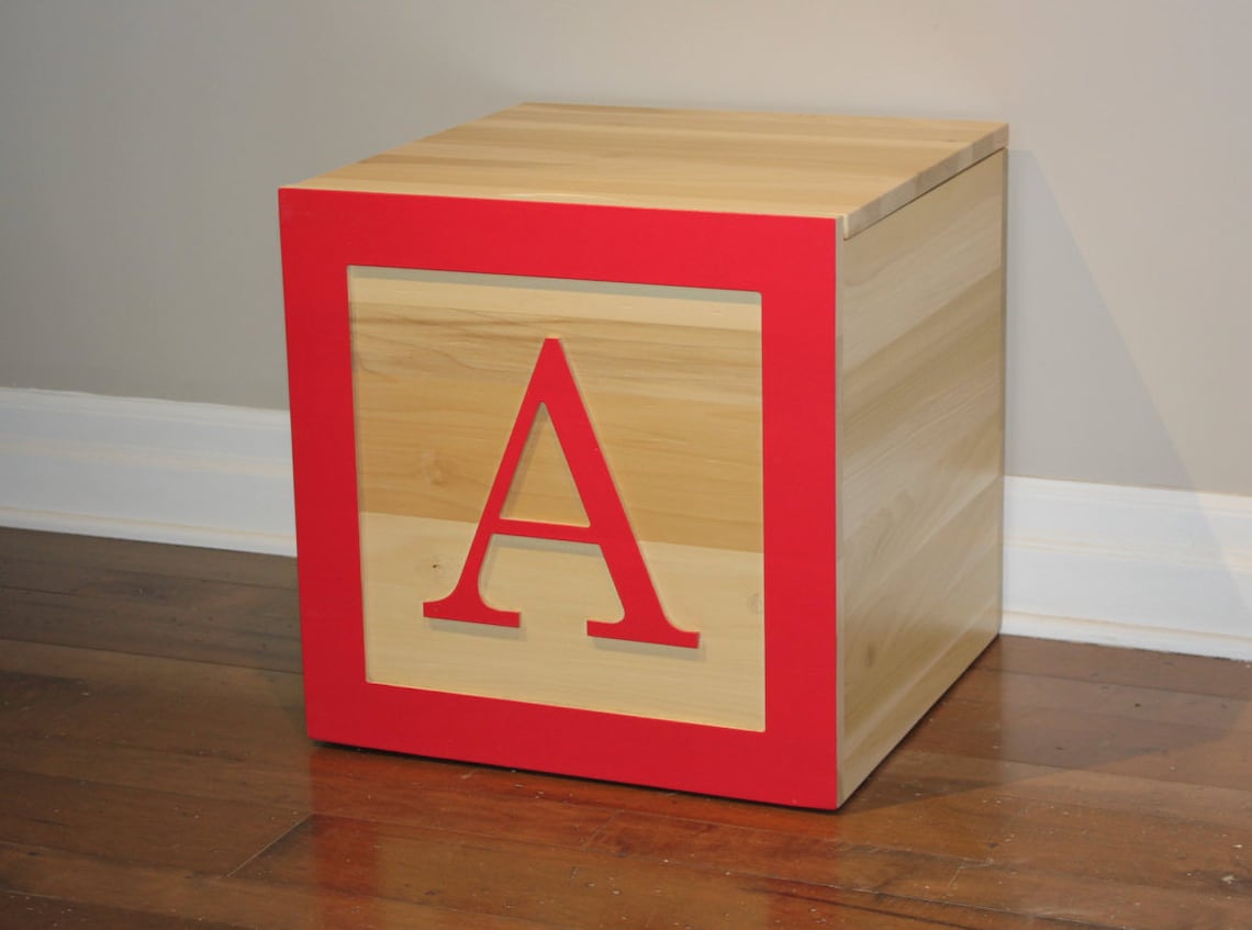 Personalized Solid Wood Toy Box Inspired by Children's Vintage Letter