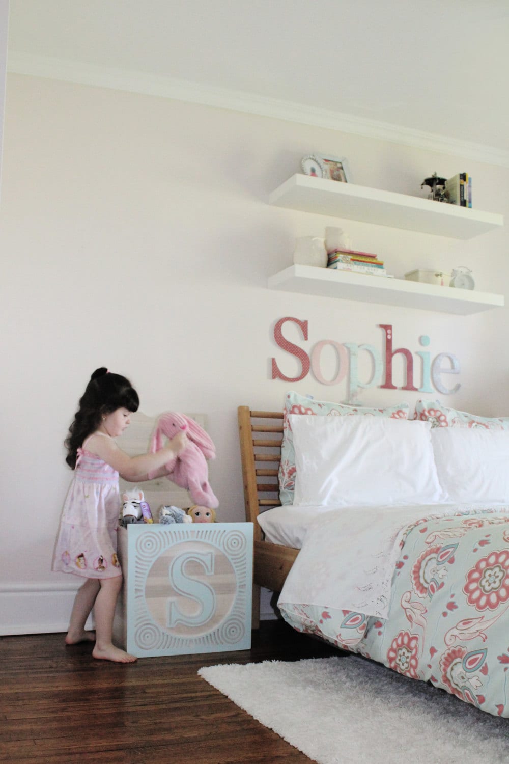 Personalized Solid Wood Toy Box Inspired by Children's Vintage Letter