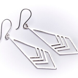 Arrow dangle earrings handmade, White Brass Chevron earrings, Gift boxed, Free UK post  Elegant Chic Boho