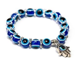 Protection Hamsa Evil Eye Bracelet Hand Of Fatima Spiritual Lucky Unisex Evil Eye Jewellery Giftbag  Free UK Delivery