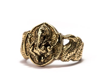 Ganesh ring Brass, Hindu Ring, Ganesha, Hindu God  Gift Boxed + Gift Bag