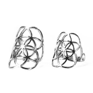 Sacro Geometria Seme di Vita Anello Sterling Argento 925 Gioielli Yoga, Fatto a mano, Gioielli tribali, Anello Spirituale Regalo In scatola Borsa Regalo