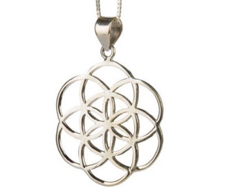 Seed of Life Sterling Silver Pendant Necklace Spiritual jewellery Yogi Jewellery Geometry Jewellery Handmade Free UK delivery