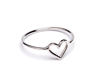 Dainty Heart ring Sterling Silver 925, Handmade, Simple Jewellery Simplistic Design, Stackable  Ring, Friendship Ring, Gift Boxed + Gift Bag