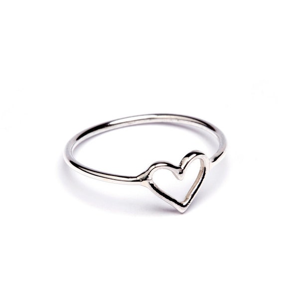 Dainty Heart ring Sterling Silver 925, Handmade, Simple Jewellery Simplistic Design, Stackable  Ring, Friendship Ring, Gift Boxed + Gift Bag