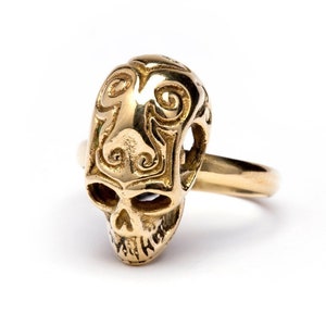 Skull Ring Brass Gothic Tribal Unisex Jewellery  Skull Jewelry Gift Boxed + Gift Bag , Free UK Delivery SK5