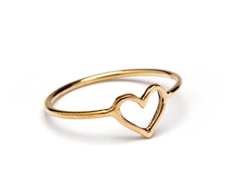 Dainty Heart ring Brass, Handmade, Simple Jewellery Simplistic Design, Stackable  Ring, Friendship Ring, Gift Boxed + Gift Bag