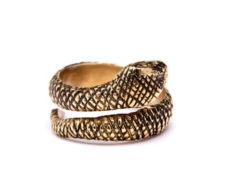 Snake Ring Brass, Wrap Ring, Serpent Ring, Tribal Jewellery Gift Boxed + Gift Bag , Free UK Delivery