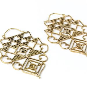 Big Mandela Brass Earrings with clasp handmade, Brass, Indian Style , Tribal Earrings, Gift boxed, Free UK post BG4