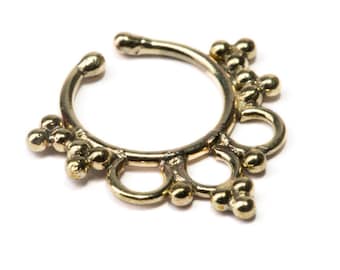 Septum Ring Brass Nickel Free Septum Fake Septum Tribal Jewelery Indian Nose Ring B26 Gift Boxed and Gift Bag Free UK Delivery