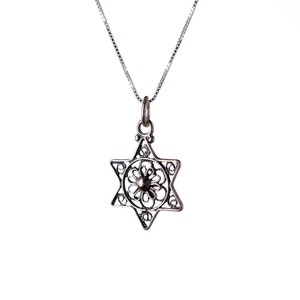 Dainty Star Of David Necklace Sterling Silver Pendant Kabbalah Jewellery  Filigree Design Handmade Free delivery + Gift Boxed D1