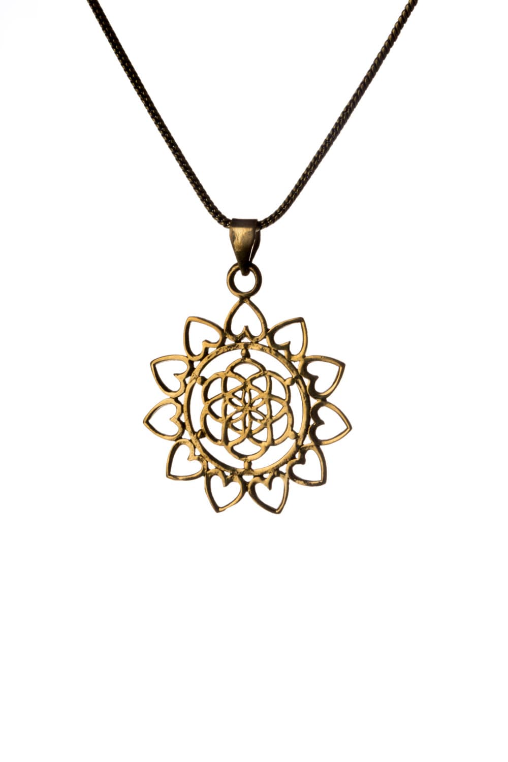 Seed of Life Brass Pendant Necklace Spiritual Jewellery Yogi