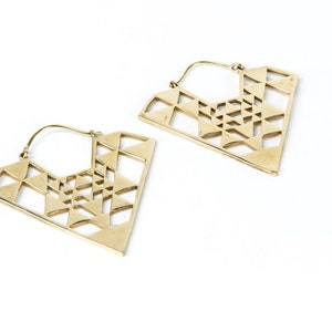 Sri Yantra Tribal Hoop Earrings Geometric Design Boho Ethnic Inspired Jewellery Free UK Delivery Gift Boxed BG1