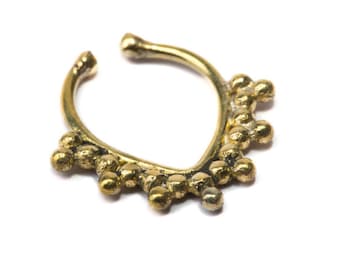 Septum Ring Brass Nickel Free Septum Fake Septum Tribal Jewelery Indian Nose Ring B11 Gift Boxed and Gift Bag Free UK Delivery