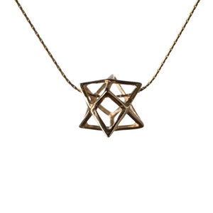 Merkaba Necklace Gold Plated 2 Microns Pendant Sacred geometry Kabbalah Jewelry Star of David 3d Seed of life  Handmade GP8